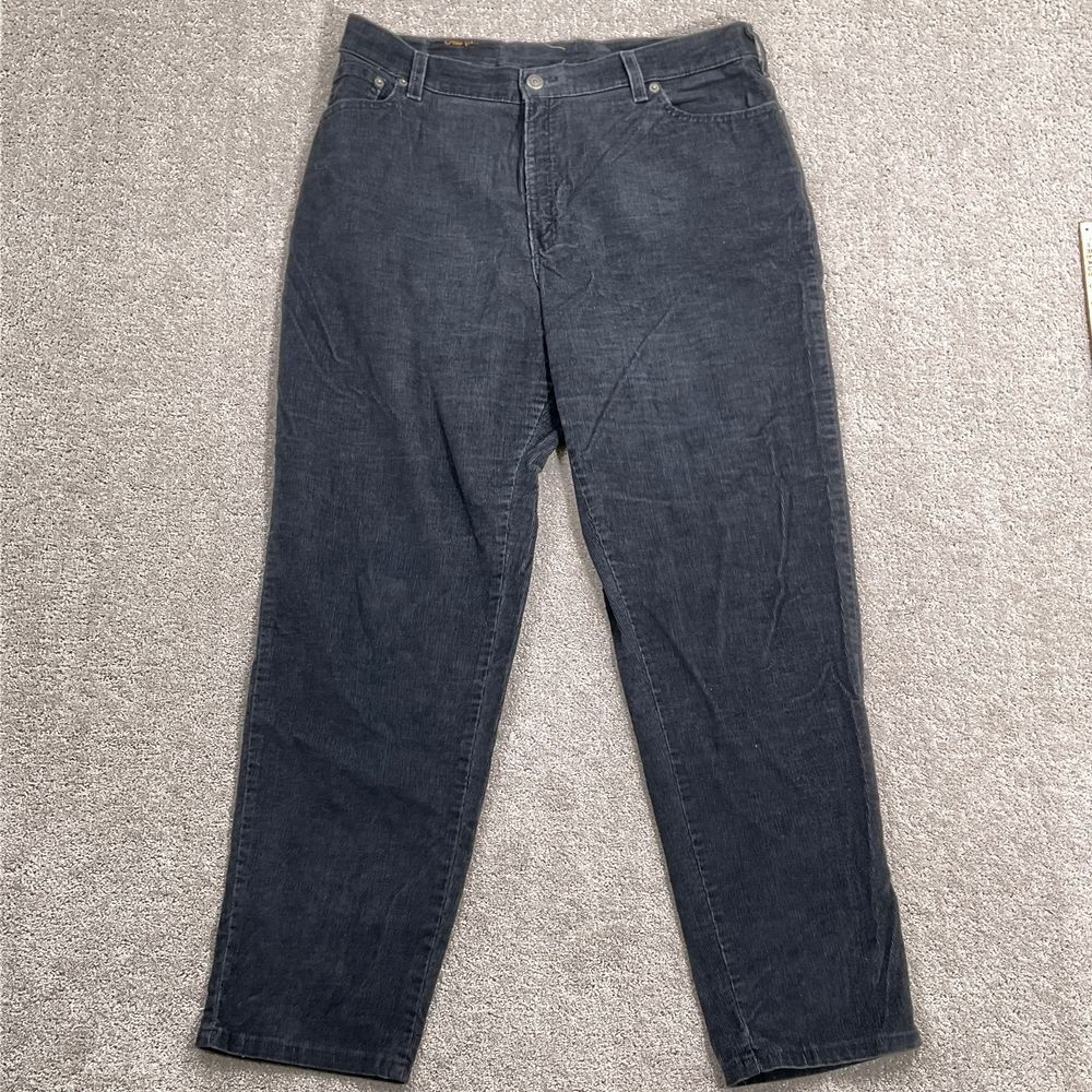 Levis 550 Pants Women 14M Black Gray Corduroy Relaxed Taper Stretch Bat Wing USA